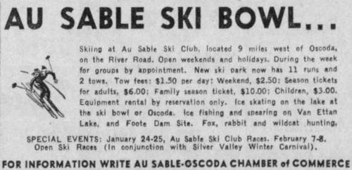 Au Sable Ranch and Ski Resort (Au Sable Ski Ranch) - Jan 1953 Ad